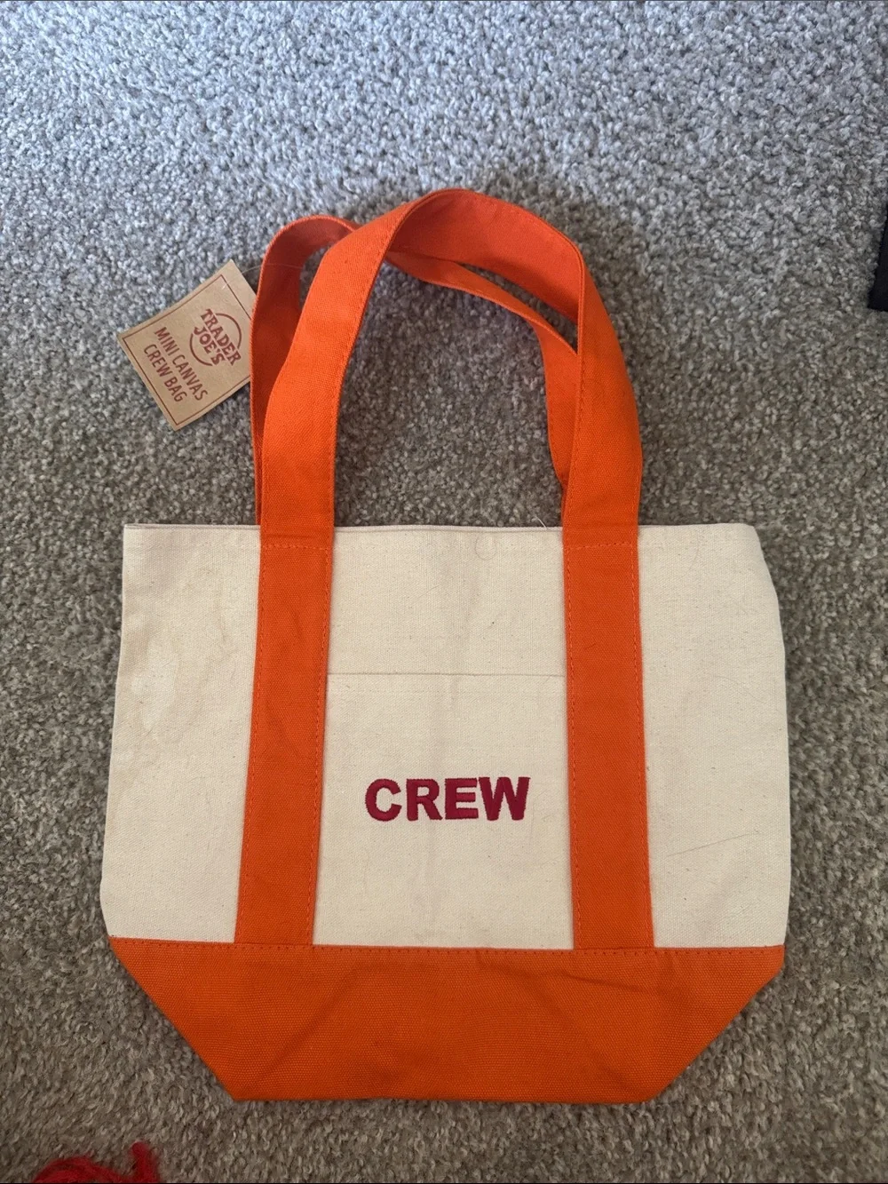 Trader Joe’s Crew Exclusive Mini Canvas Tote Orange NWT